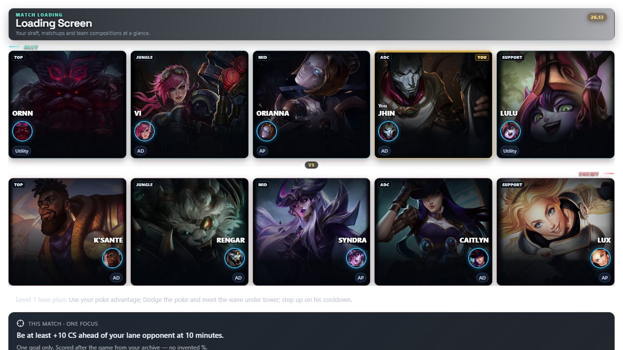 Current CarryForge loading screen with both teams and one measurable match focus