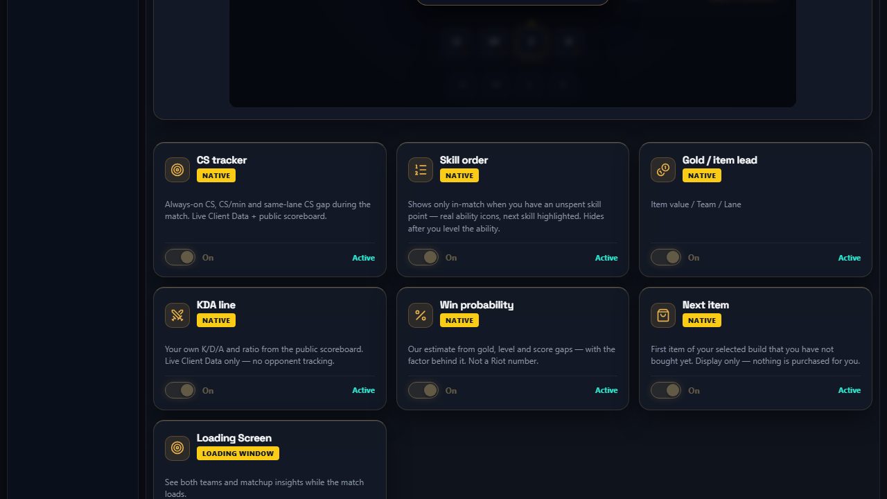 CarryForge native HUD settings with a labelled WYSIWYG layout preview